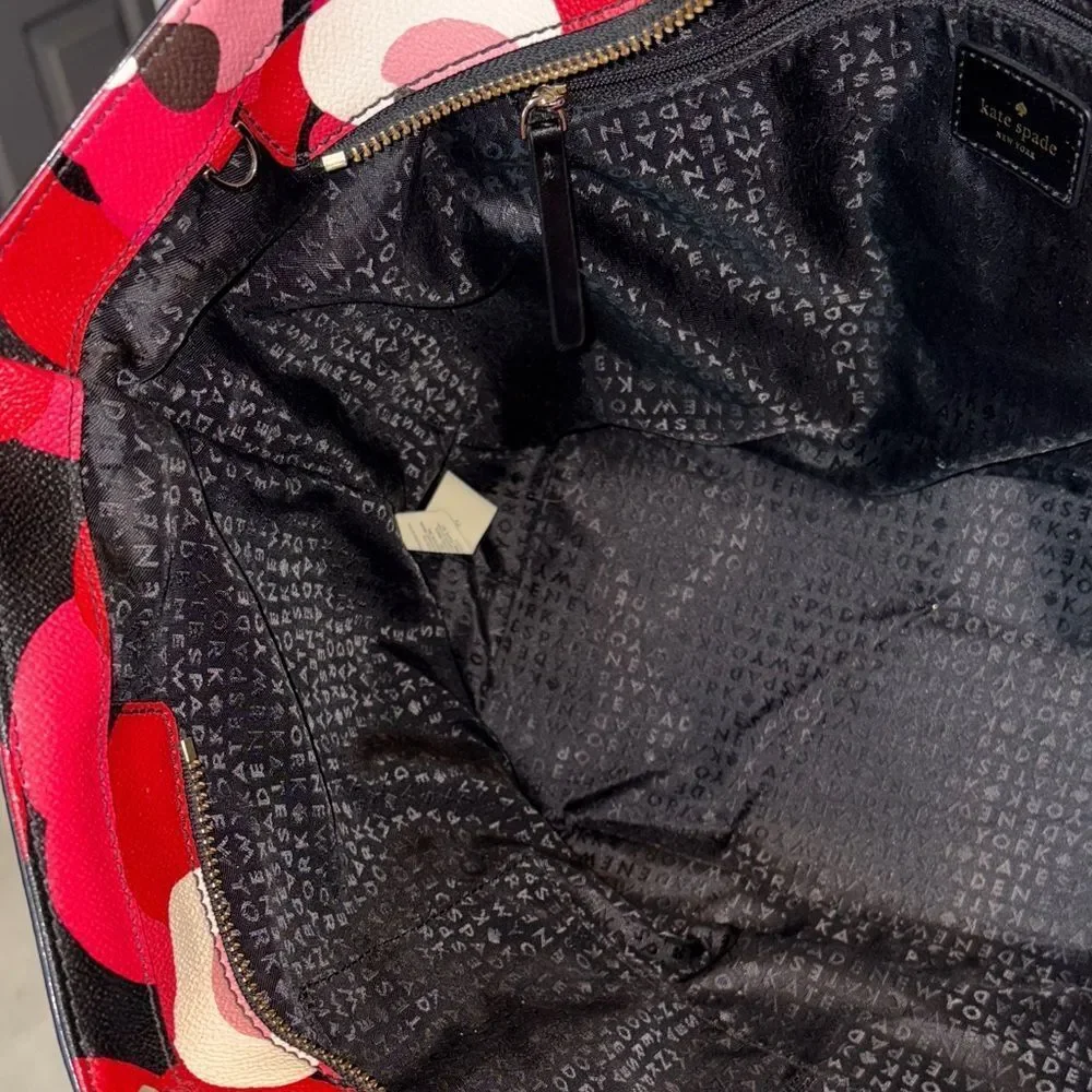 Kate Spade Bag Purse Handbag Leather Ellison Ave Sydney Floral Red XL Tote Bag